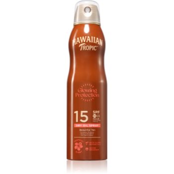 Hawaiian Tropic Glowing Protection Dry Oil Spray spray protector pentru plajă SPF 15 - imagine 2